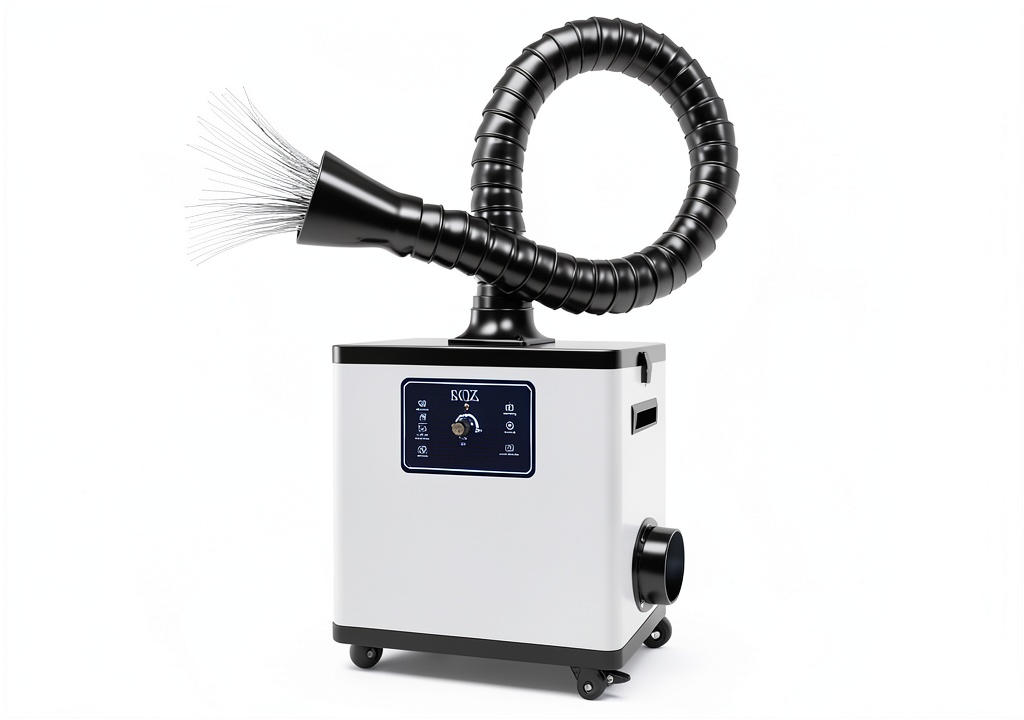 KQZ metal fume extractor installed on a workbench