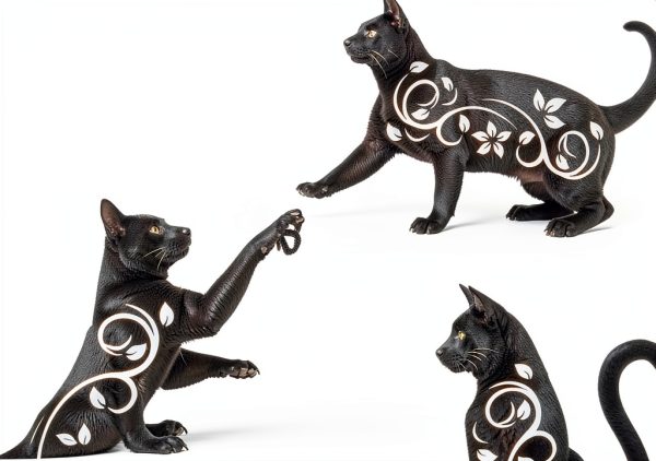 Elcoho Black Cat Garden Stakes 4‑Pack Metal Silhouette Yard Décor-3