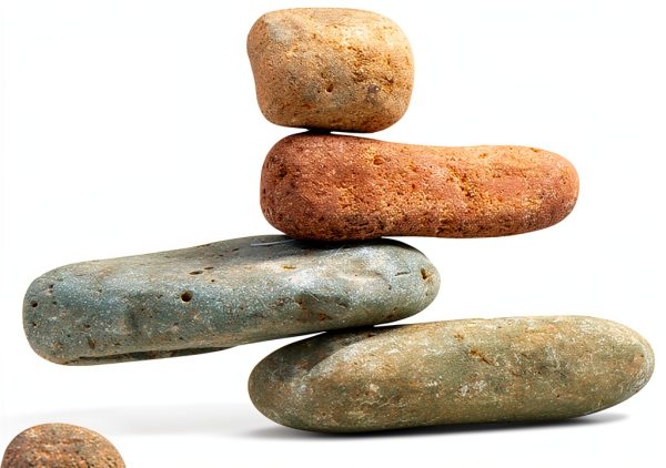 Ancient Graffiti Eight-Stone Balancing Cairn Gray Stone Garden Stake-3