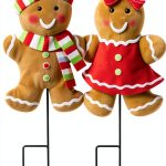 Christmas Metal Stakes Hourleey 2-Pack Gingerbread Boy & Girl 24.8"-0