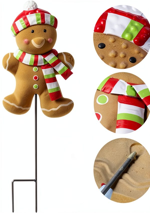 Christmas Metal Stakes Hourleey 2-Pack Gingerbread Boy & Girl 24.8"-1