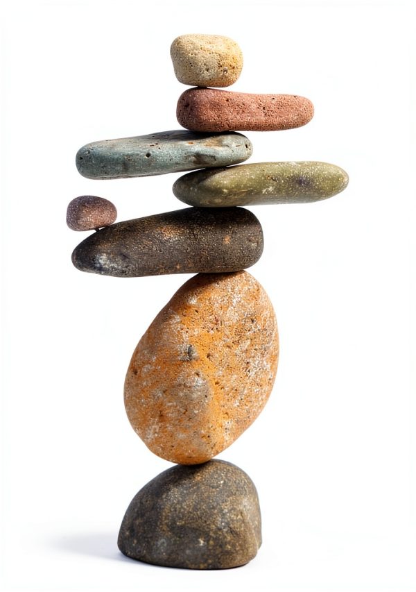 Ancient Graffiti Eight-Stone Balancing Cairn Gray Stone Garden Stake-2