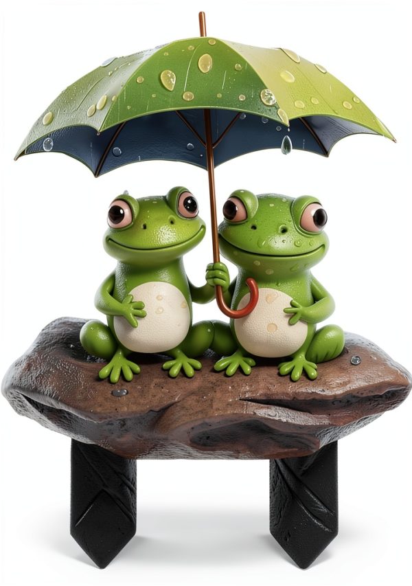 Frog Garden Stakes – 2D Frog Lawn Ornaments for Yard & Patio-1