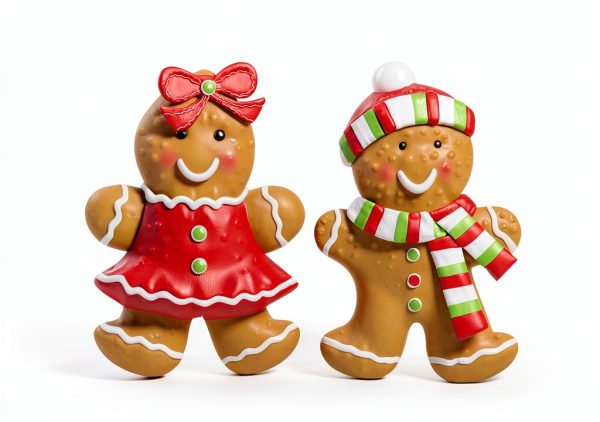 Christmas Metal Stakes Hourleey 2-Pack Gingerbread Boy & Girl 24.8"-3