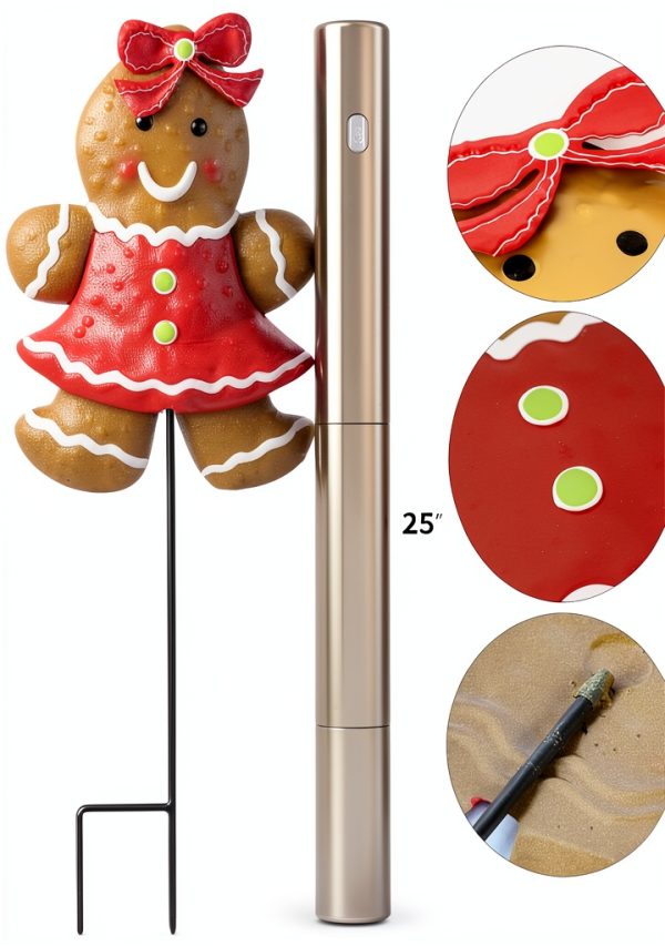 Christmas Metal Stakes Hourleey 2-Pack Gingerbread Boy & Girl 24.8"-2