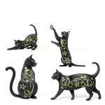 Elcoho Black Cat Garden Stakes 4‑Pack Metal Silhouette Yard Décor-0