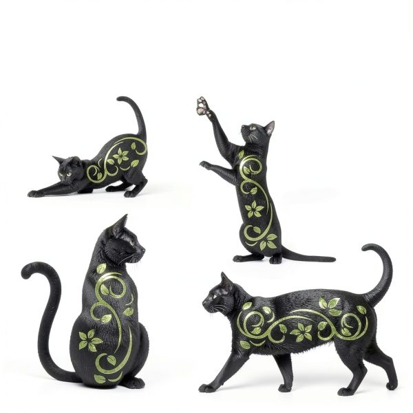 Elcoho Black Cat Garden Stakes 4‑Pack Metal Silhouette Yard Décor-0