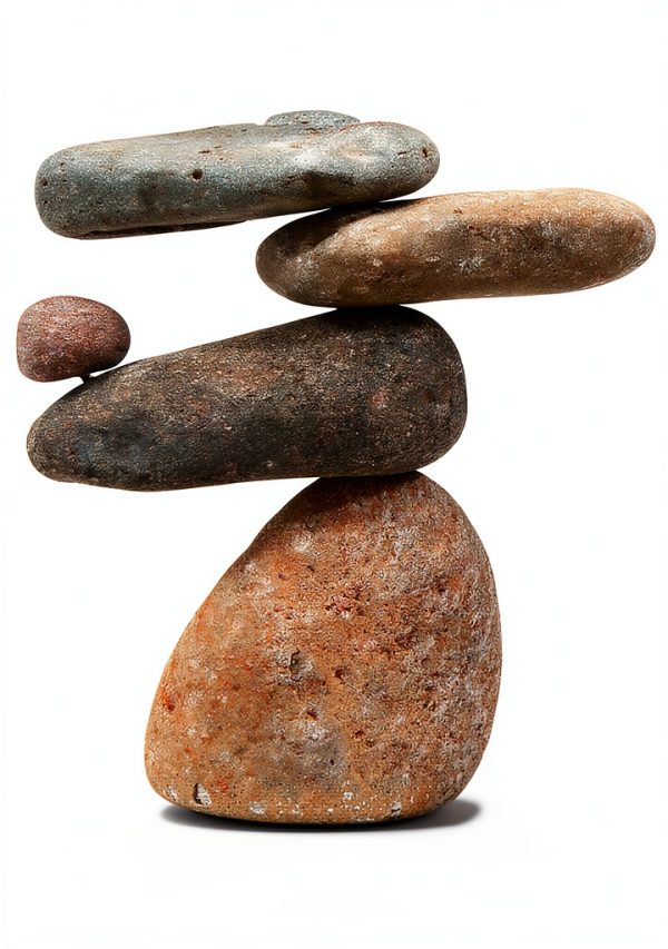 Ancient Graffiti Eight-Stone Balancing Cairn Gray Stone Garden Stake-4