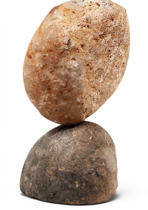 Ancient Graffiti Eight-Stone Balancing Cairn Gray Stone Garden Stake-5