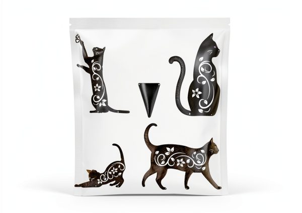 Elcoho Black Cat Garden Stakes 4‑Pack Metal Silhouette Yard Décor-2