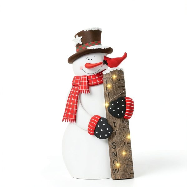 Snowman Snow Gauge Garden Stake by MorTime - Metal Wood Yard Décor-4