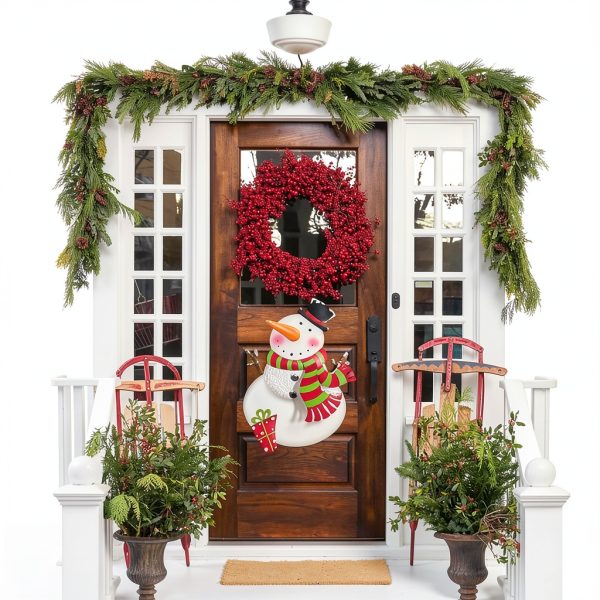 Outdoor Christmas Decorations Snowman Stake White Metal by ABELOTS-6