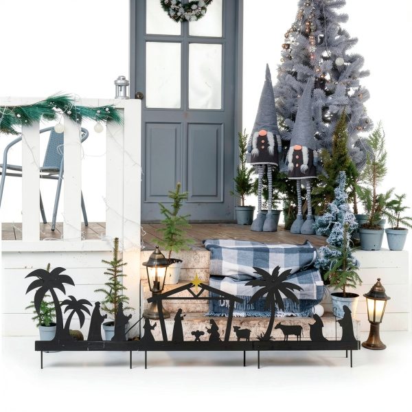 Nativity Scene Outdoor hogardeck 48" black metal Garden Stakes-4
