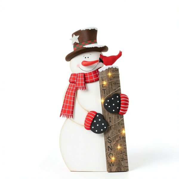 Snowman Snow Gauge Garden Stake by MorTime - Metal Wood Yard Décor-5