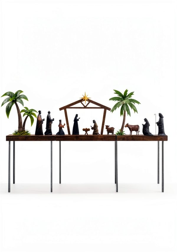 Nativity Scene Outdoor hogardeck 48" black metal Garden Stakes-2