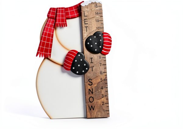Snowman Snow Gauge Garden Stake by MorTime - Metal Wood Yard Décor-3