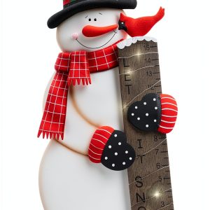 Snowman Snow Gauge Garden Stake by MorTime - Metal Wood Yard Décor-0