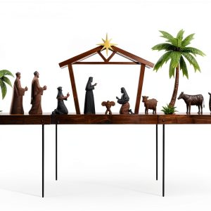 Nativity Scene Outdoor hogardeck 48" black metal Garden Stakes-0