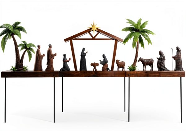Nativity Scene Outdoor hogardeck 48" black metal Garden Stakes-0