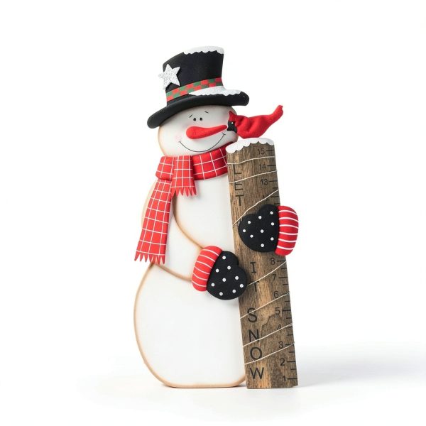 Snowman Snow Gauge Garden Stake by MorTime - Metal Wood Yard Décor-6