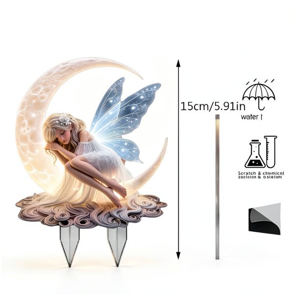Acrylic Fairy Garden Stake Bohemian Moon Weatherproof Outdoor Decor-2